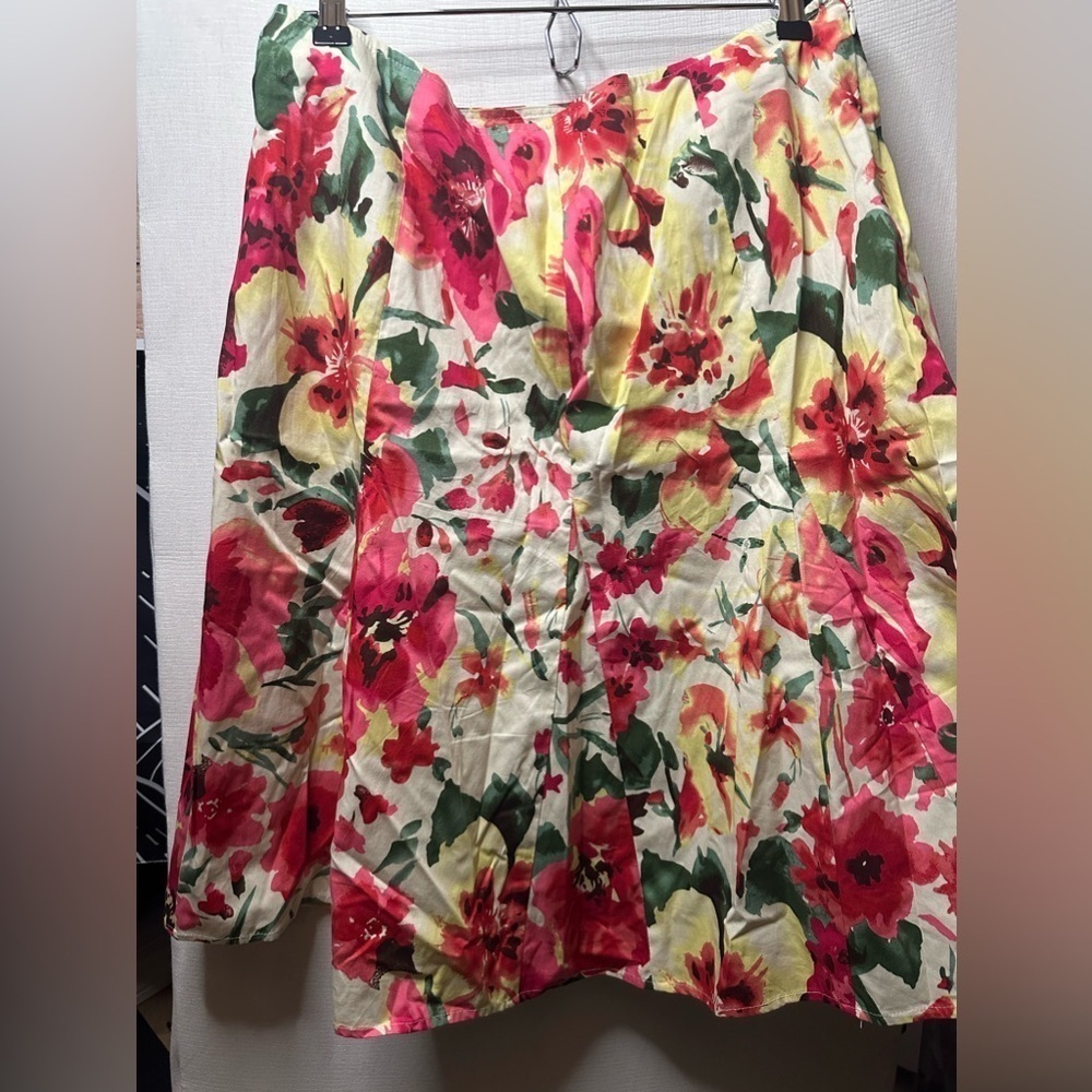 Amanda Jane Bright Floral Flared Skirt Midi Length Size 12 | 100% Cotton